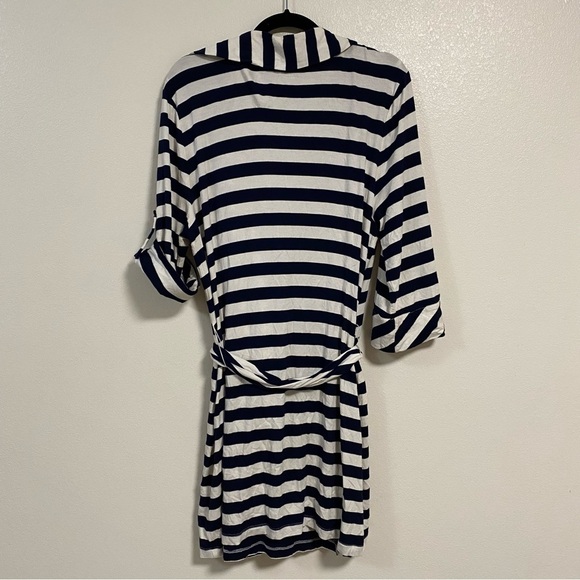 Soft Surroundings Dress Women’s Size XL Navy White Stripes Jersey Wrap Dress - Picture 8 of 12